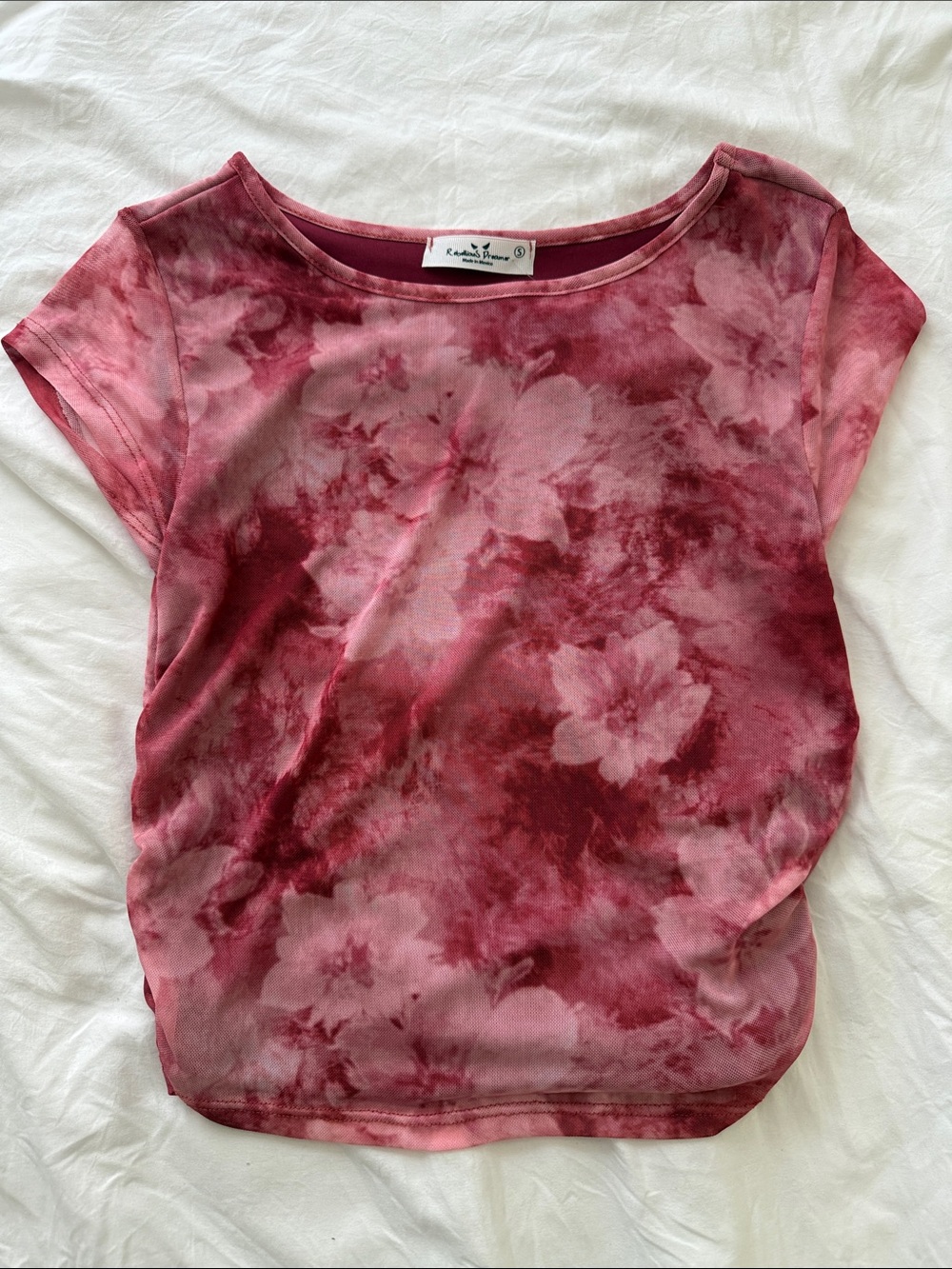 Floral Tie-Dye Short Sleeve Top